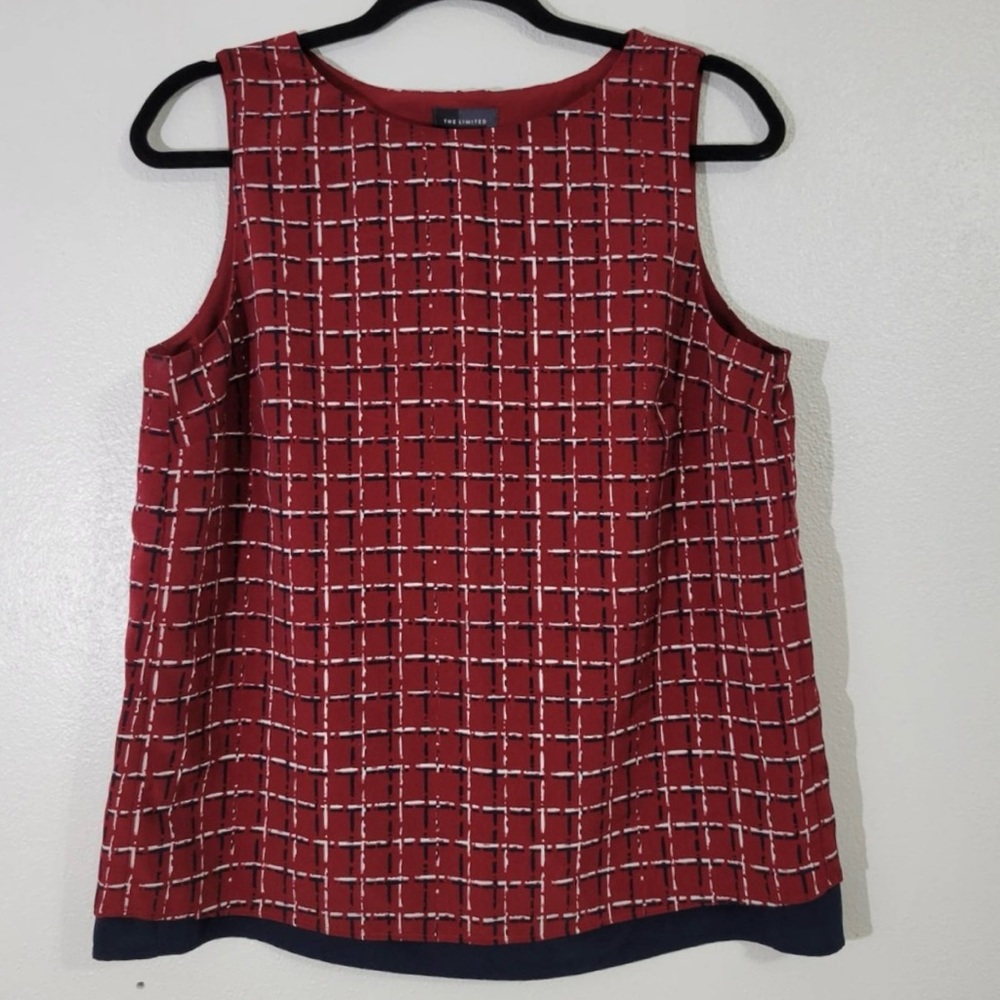 The Limited Burgundy And Navy Plaid Blouse